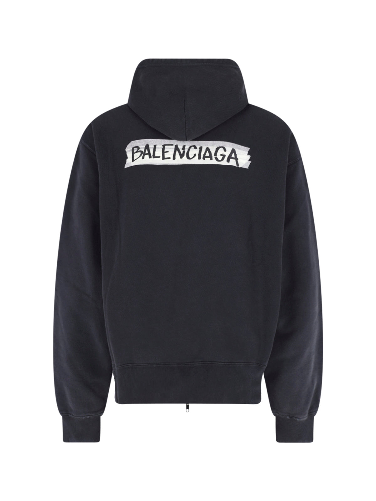Black Masking Tape Worn Zip Hoodie