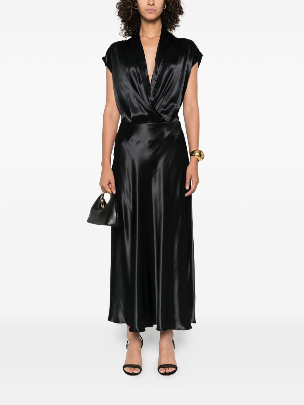 Shiny Black Satin Sleeveless Shirt