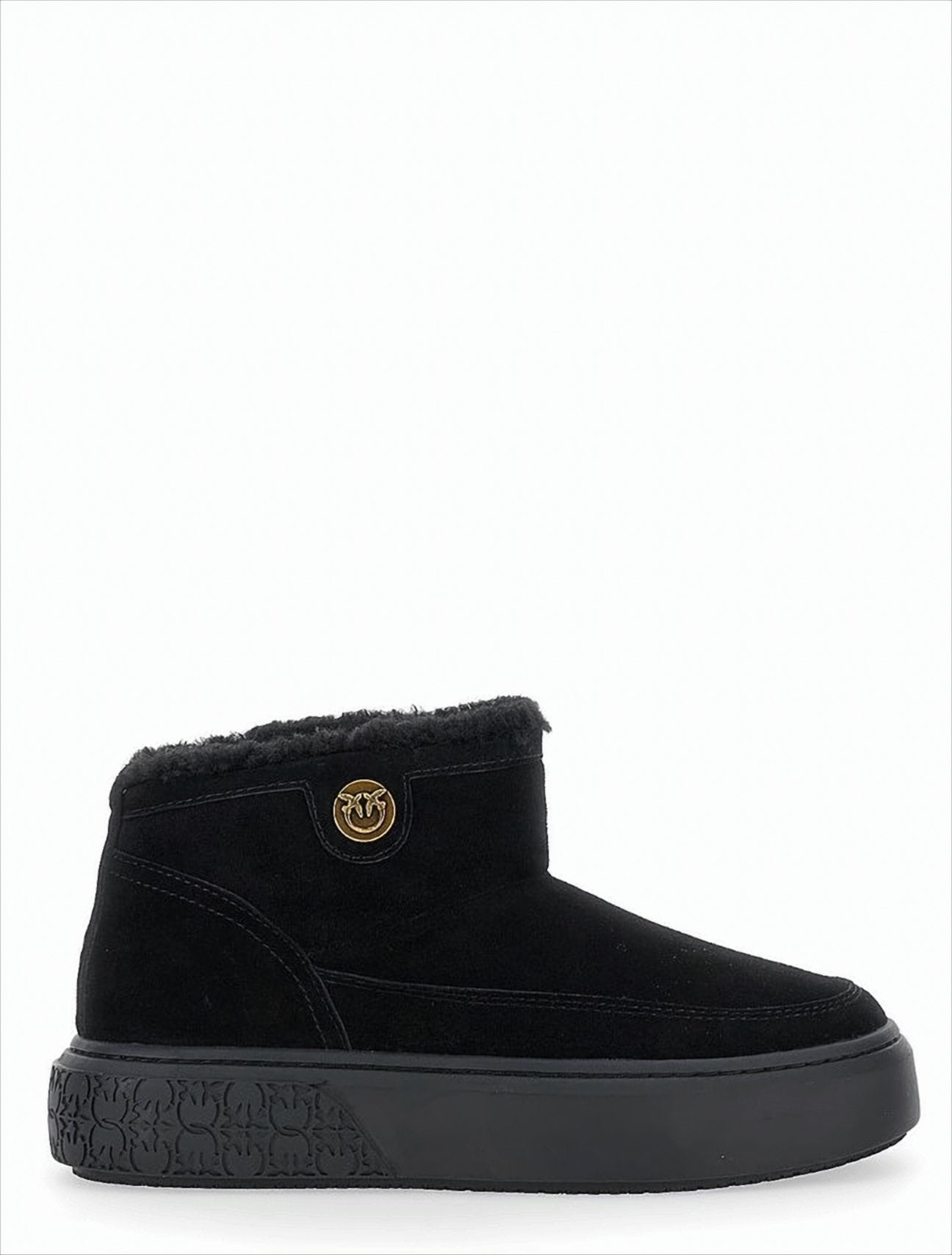 Padded Ankle Boots With Contrasting Gold Logo
