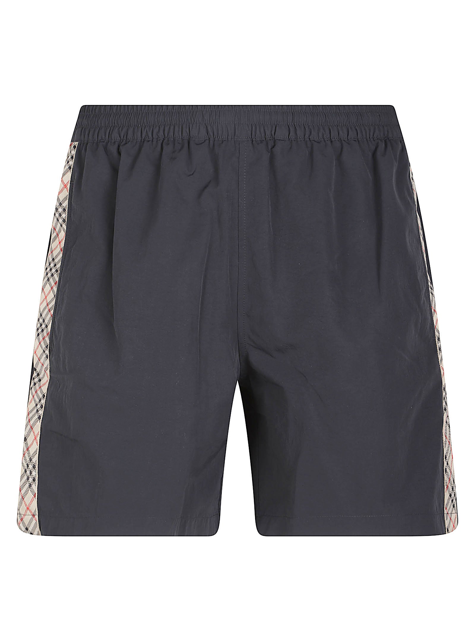 Checkered Panel Shorts with Elastic Waistband