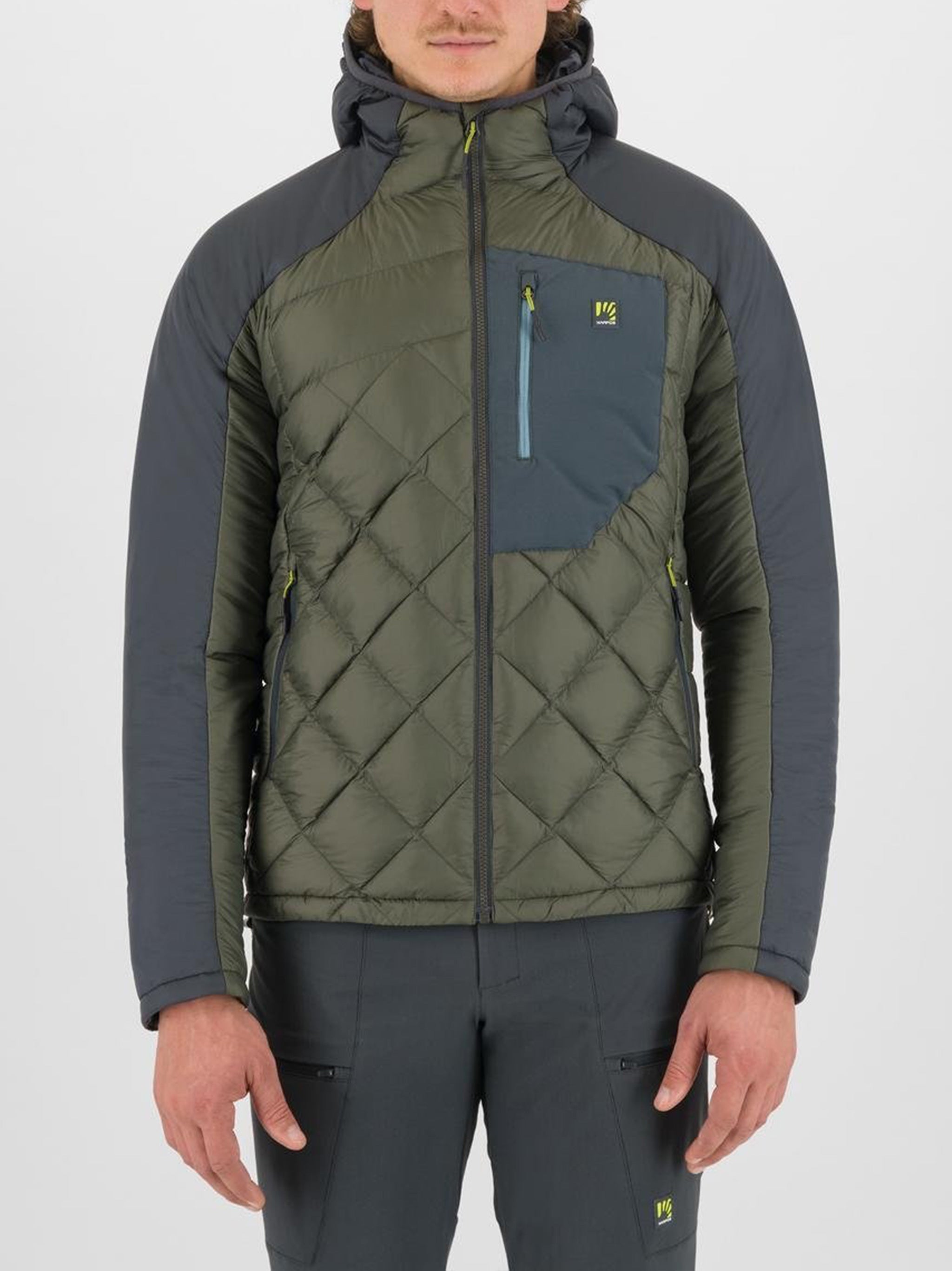 Green Lastei Up Quilted Casual Jacket