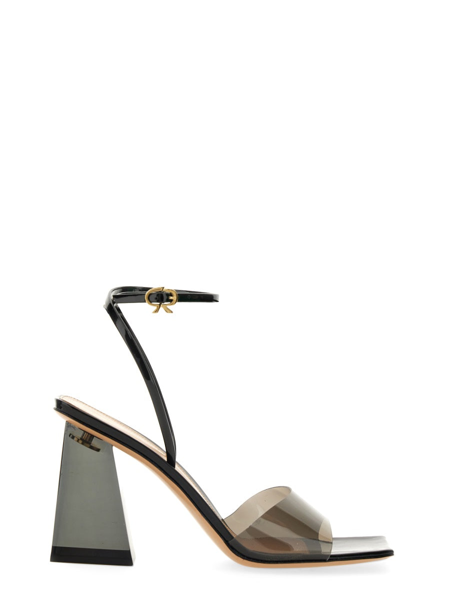 Contemporary Black Sandal with Squared Heel