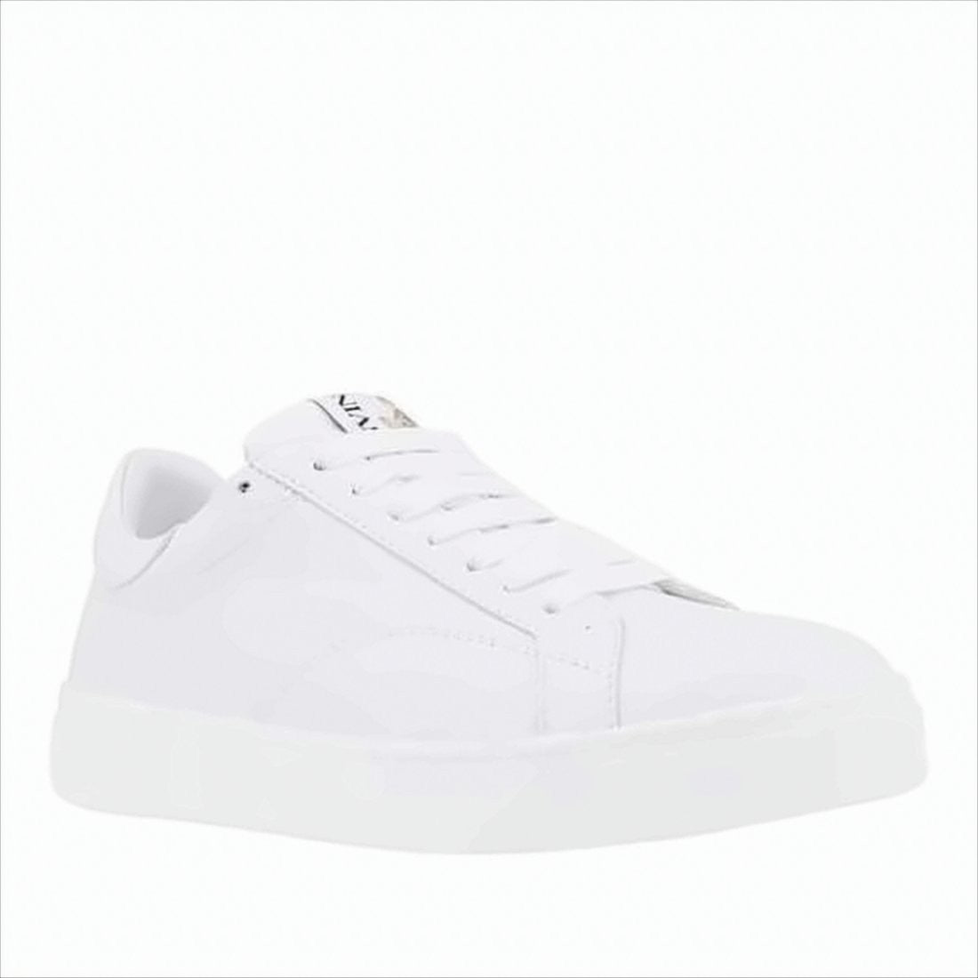 Minimalist White Calf Leather Sneakers with Embossed Branding