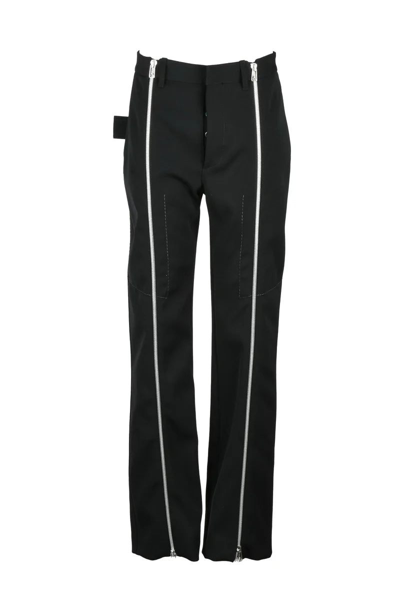 Wool Trousers Zip - Black