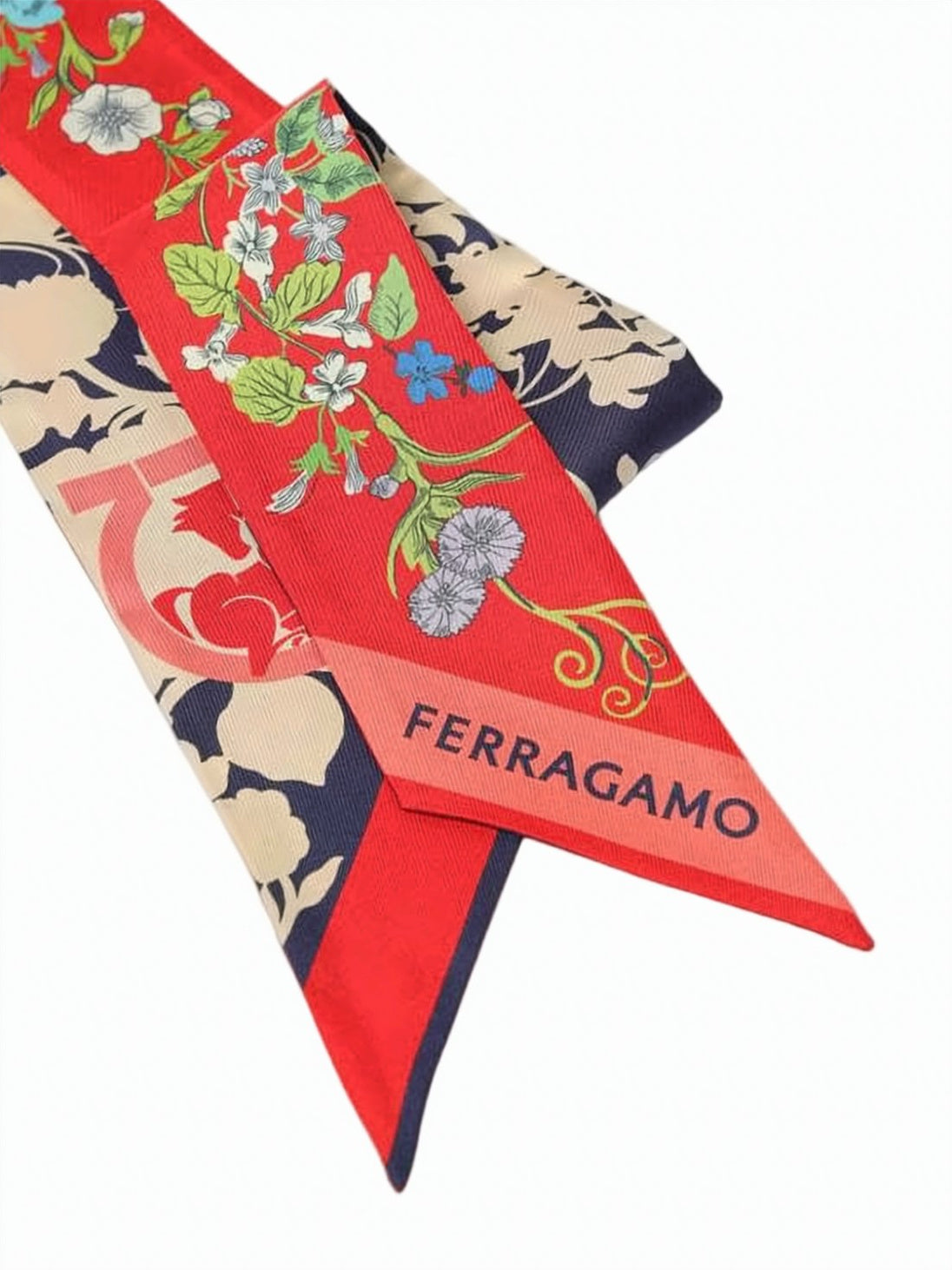 Long Silk Scarf with Floral Pattern
