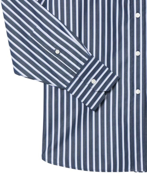 Long-Sleeved Blue Cotton Poplin Shirt