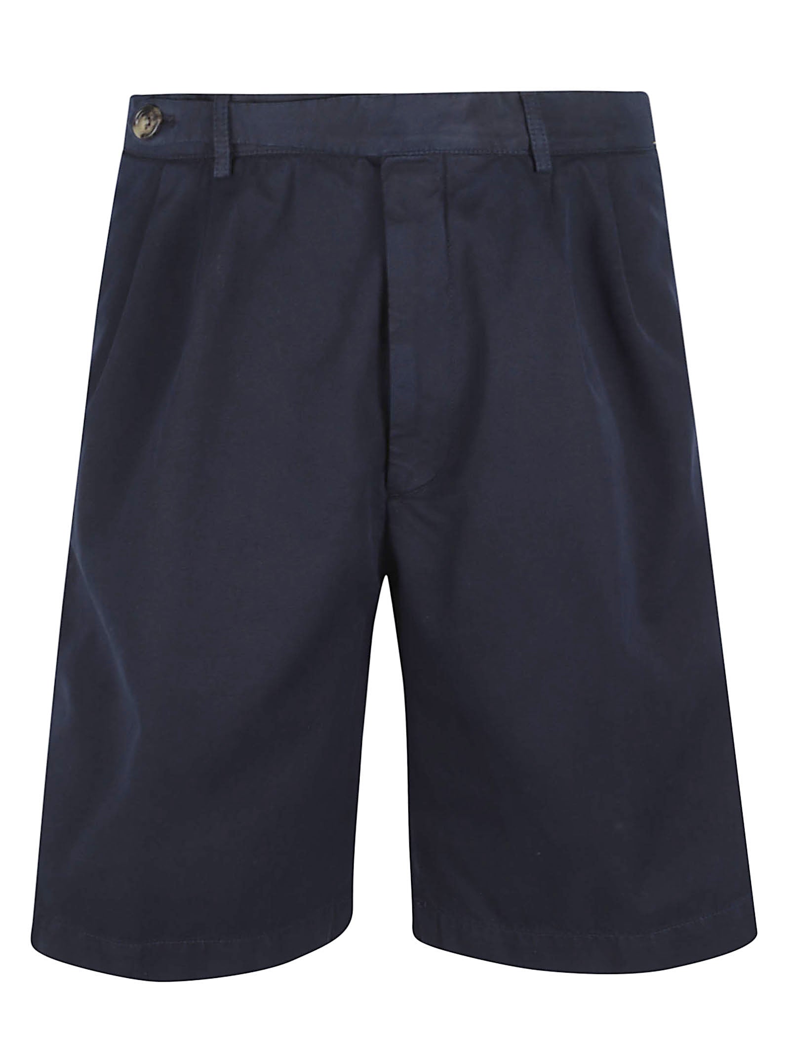 Tailored Blue Shorts with Flat Front and Belt Loops