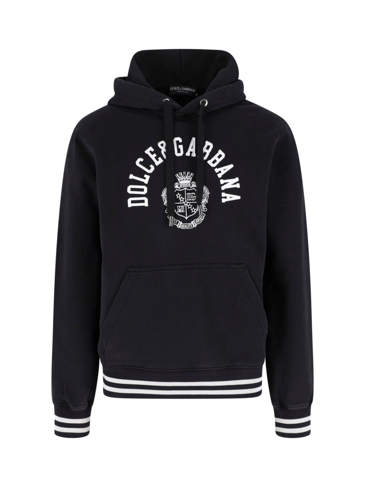 Black Contrasting Logo Cotton Hoodie