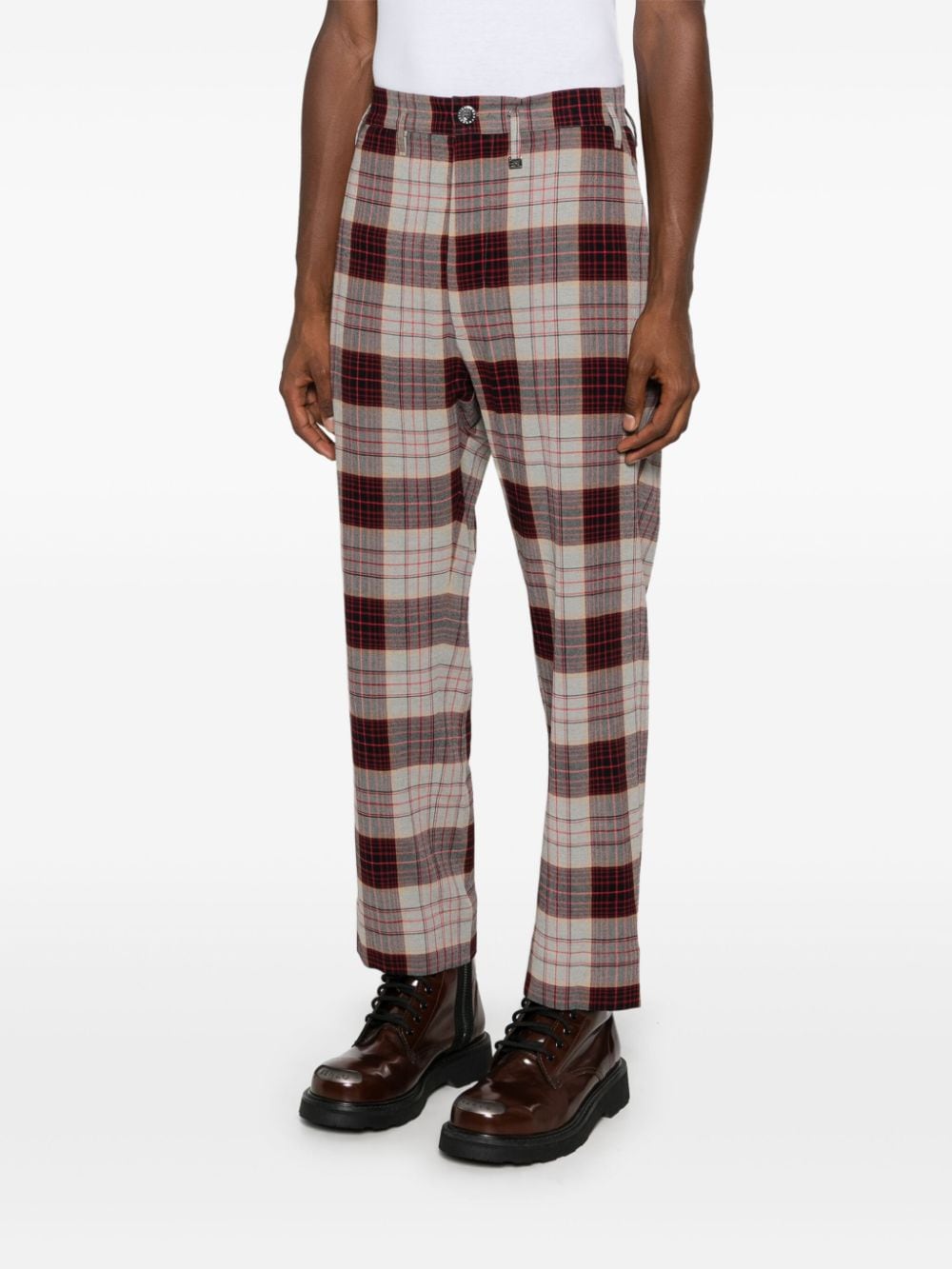 Mid Waist Slim-Cut Cropped Trousers