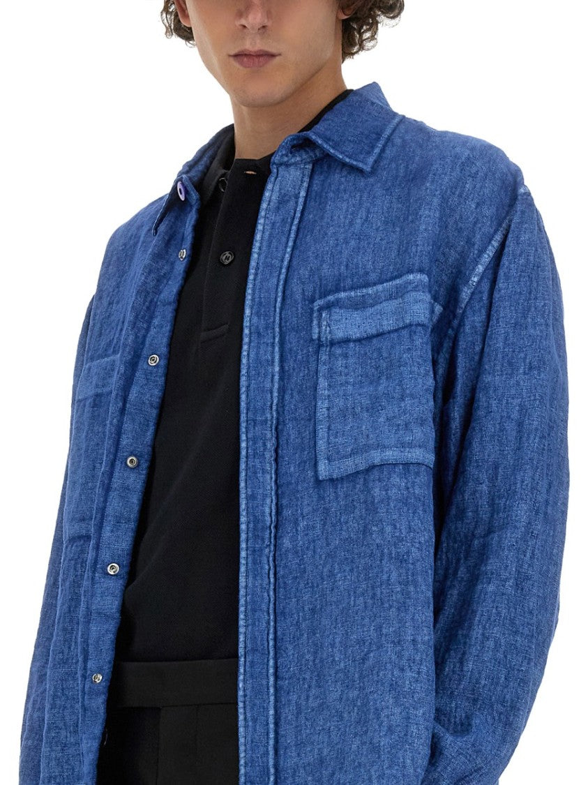 Relaxed Fit Blue Linen Shirt