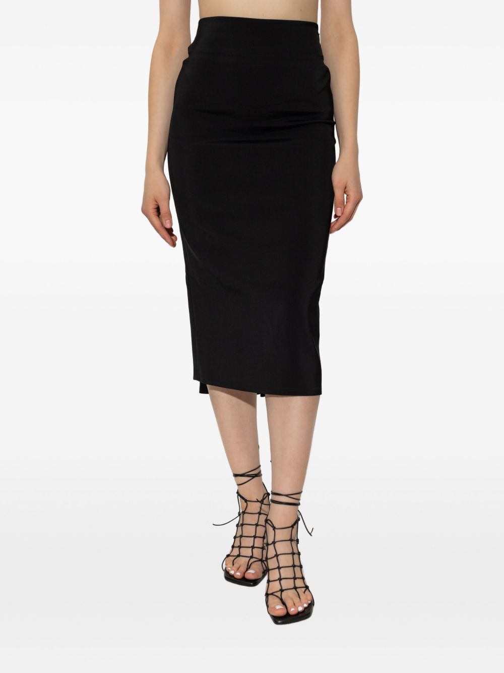 Draped Black Mid-Length Skirt