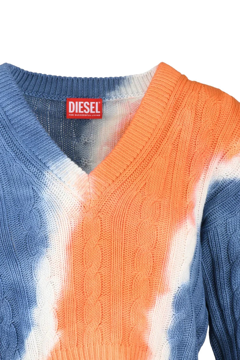 Short Sweater Cotton - Sky Blue/Orange