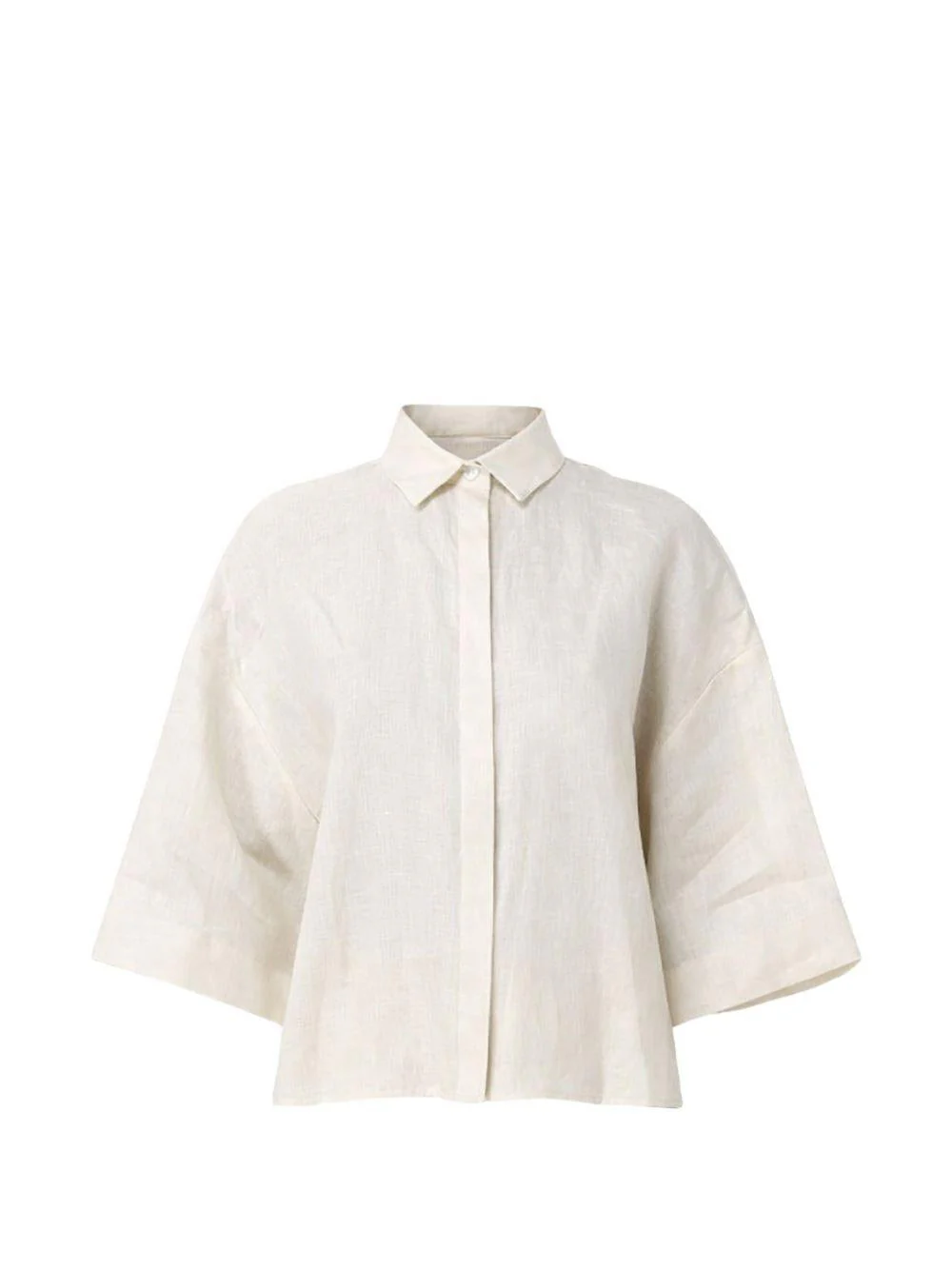 Loose-Fitting Cropped Shirt with Classic Collar
