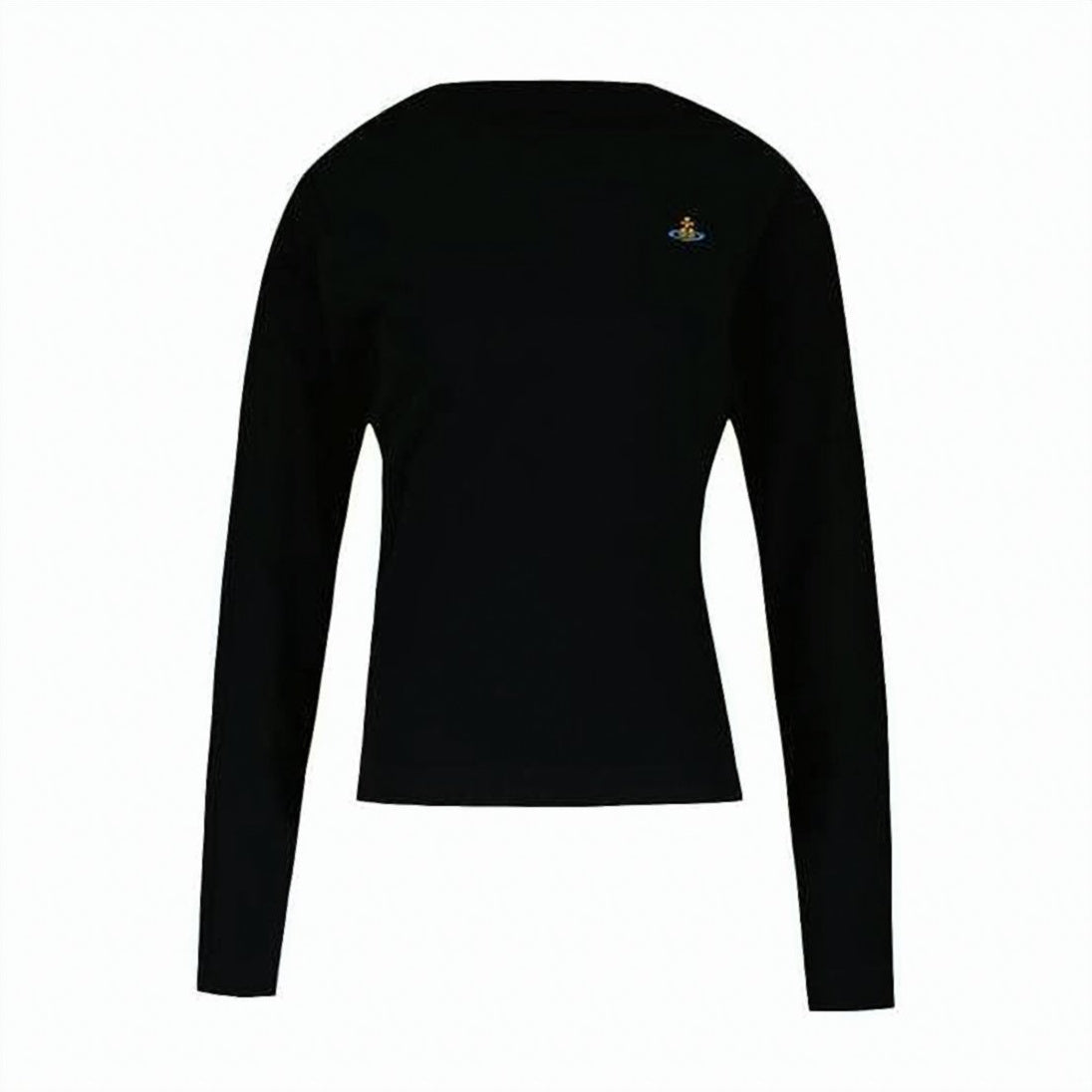 Fitted Long-Sleeve Top with Round Neckline