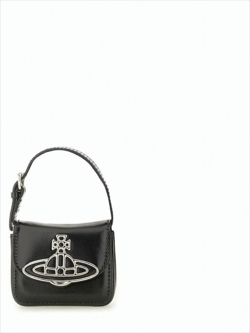 Structured Leather Shoulder Bag with Metallic Emblem