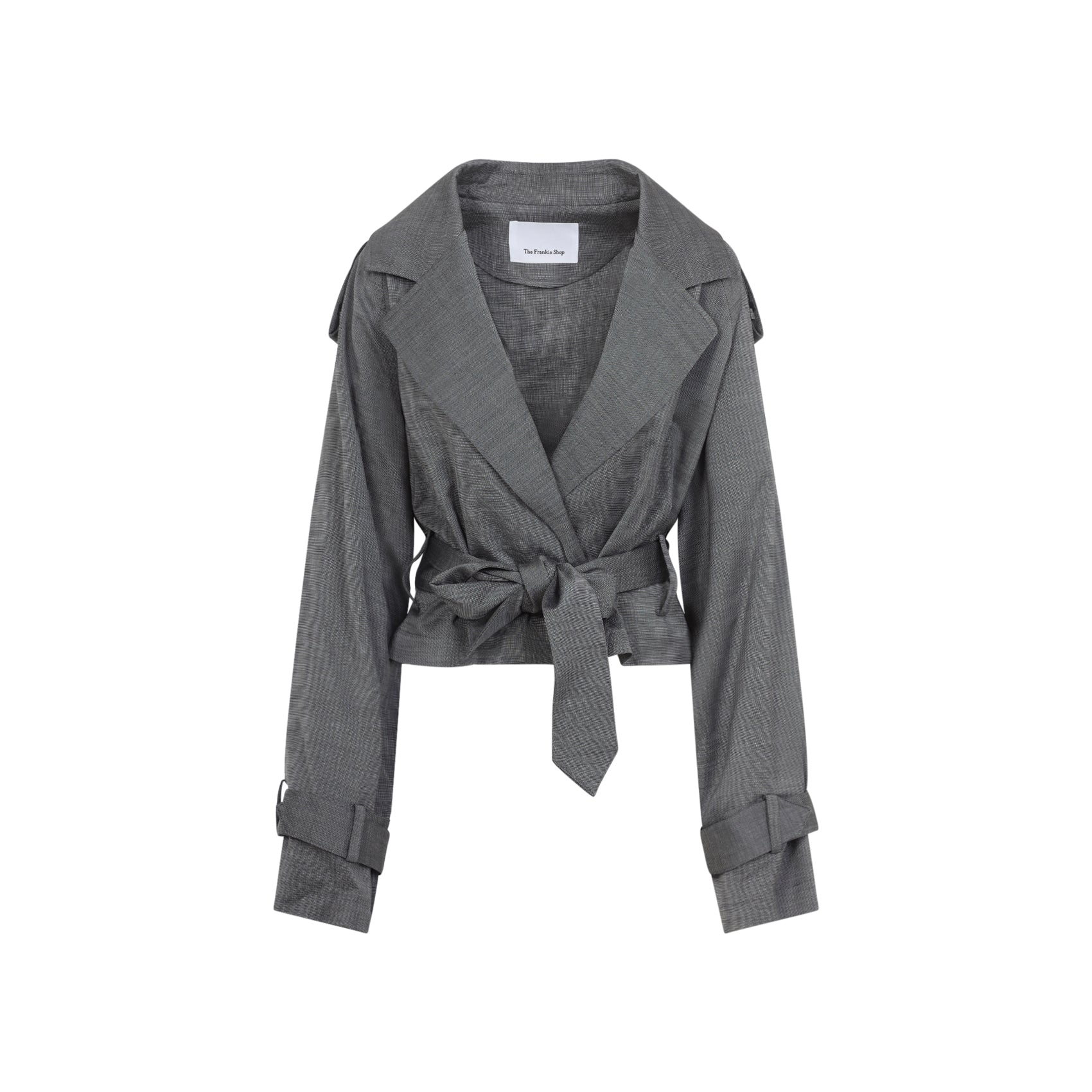Textured Tailored Jacket with Self-Tie Belt
