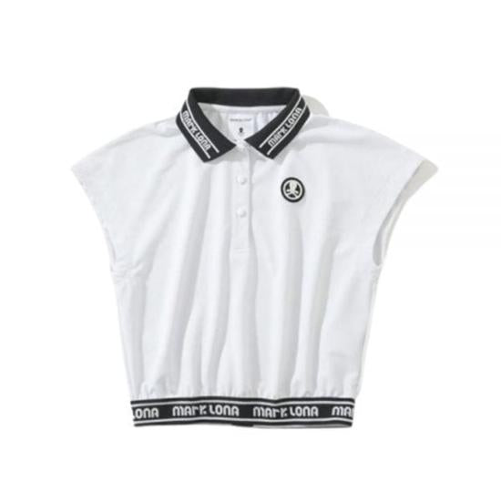 Cropped Sleeveless Polo Shirt with Contrast Branding