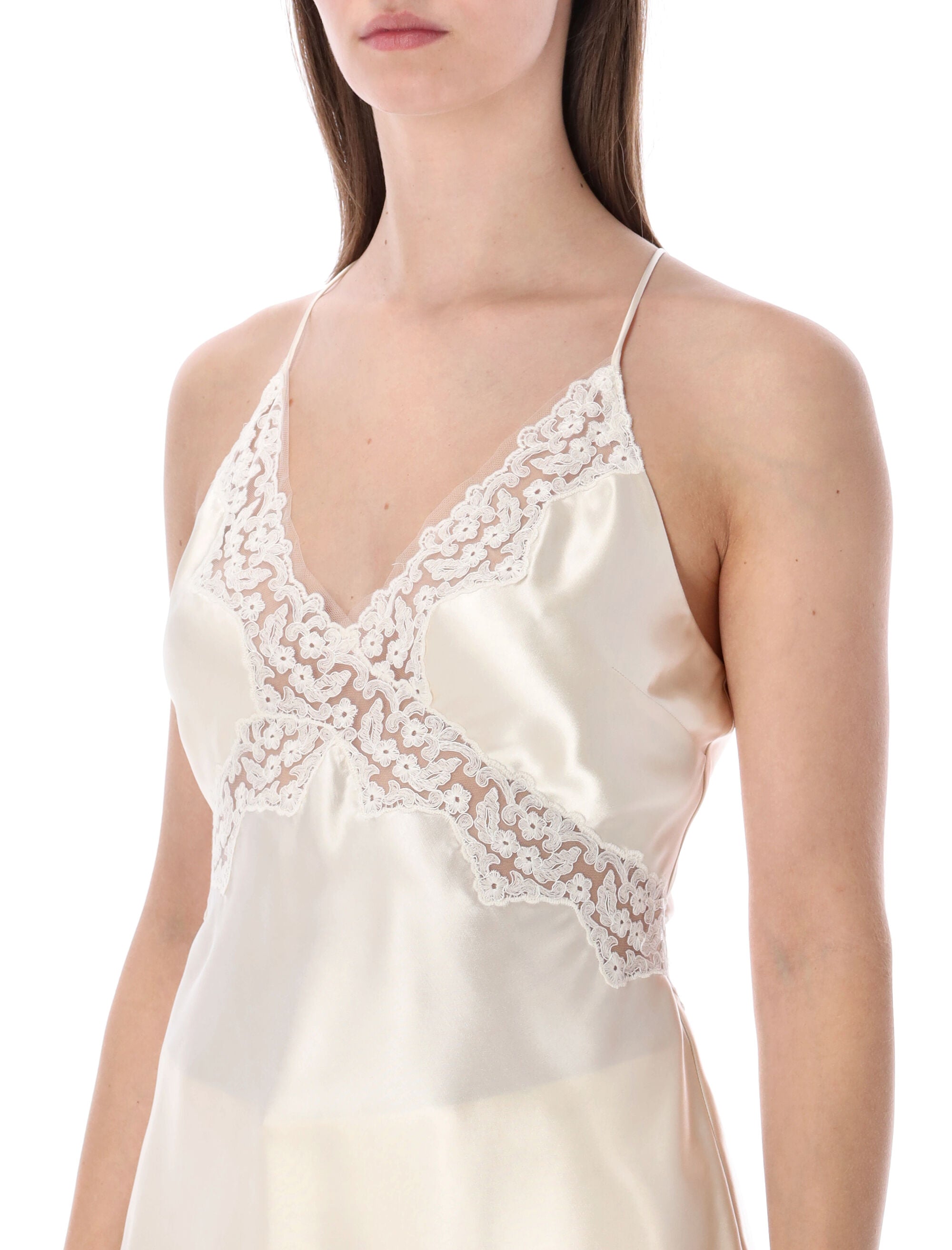 Satin Top with Intricate Lace Accents