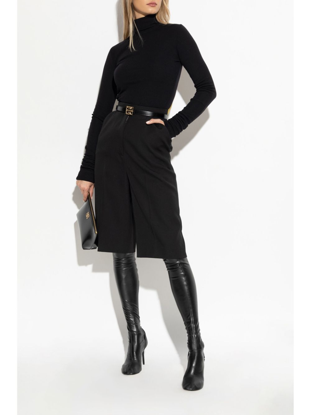 High-Waisted Wool Shorts