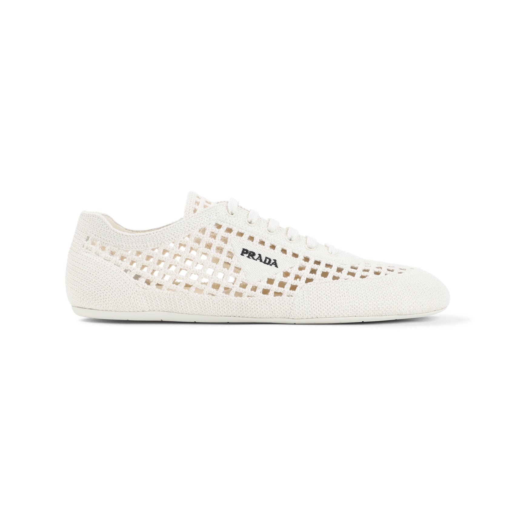 Lattice-Patterned White Sneakers