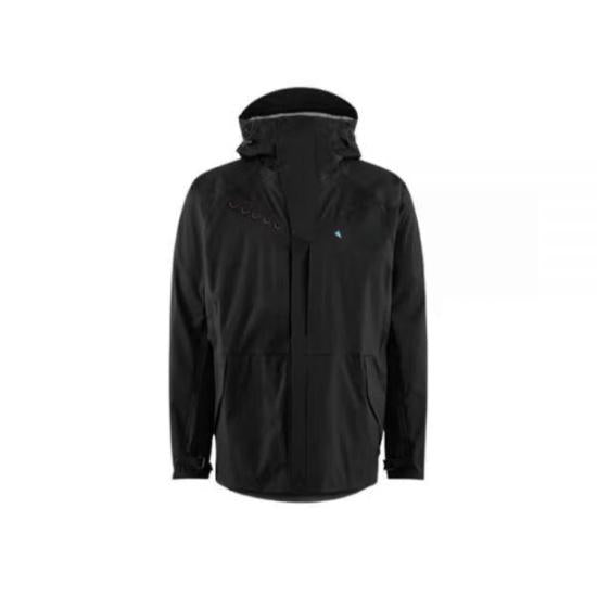 Minimalist Black Jacket with High Collar and Hood