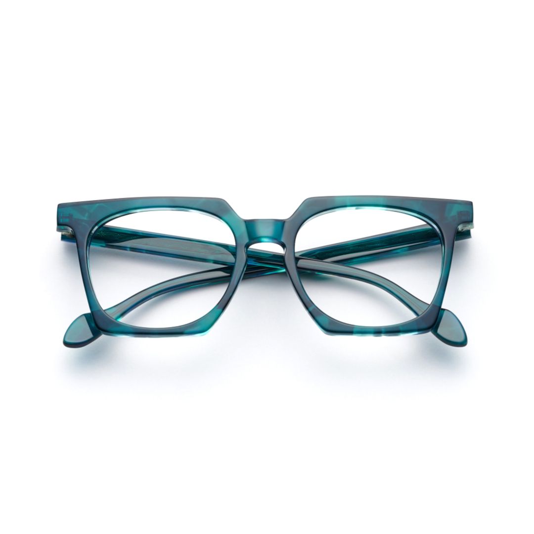 Maya Light Translucent Teal Square Frame Sunglasses