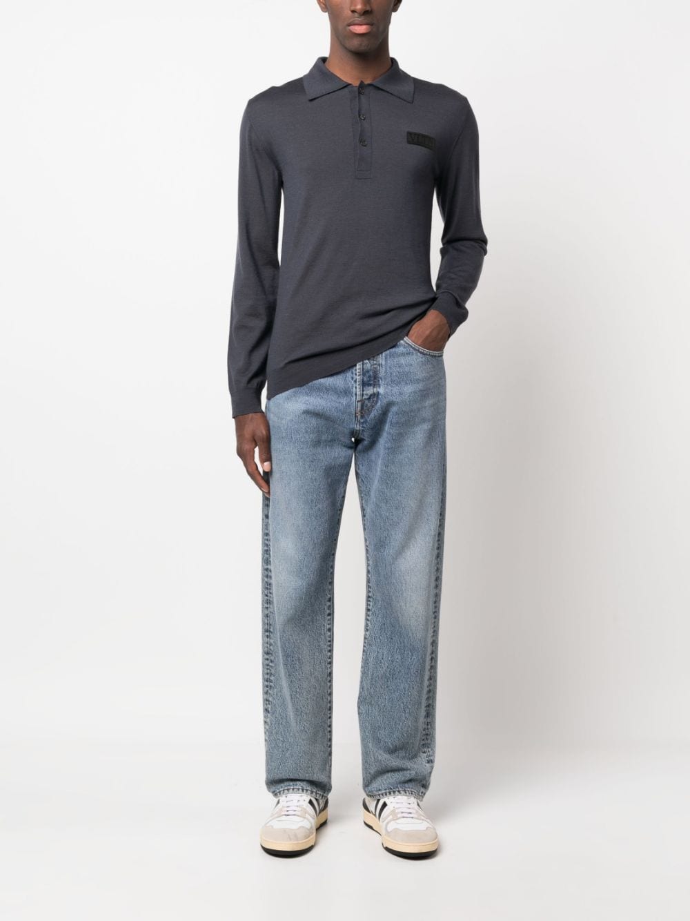 Classic Long-Sleeve Virgin Wool Polo Shirt