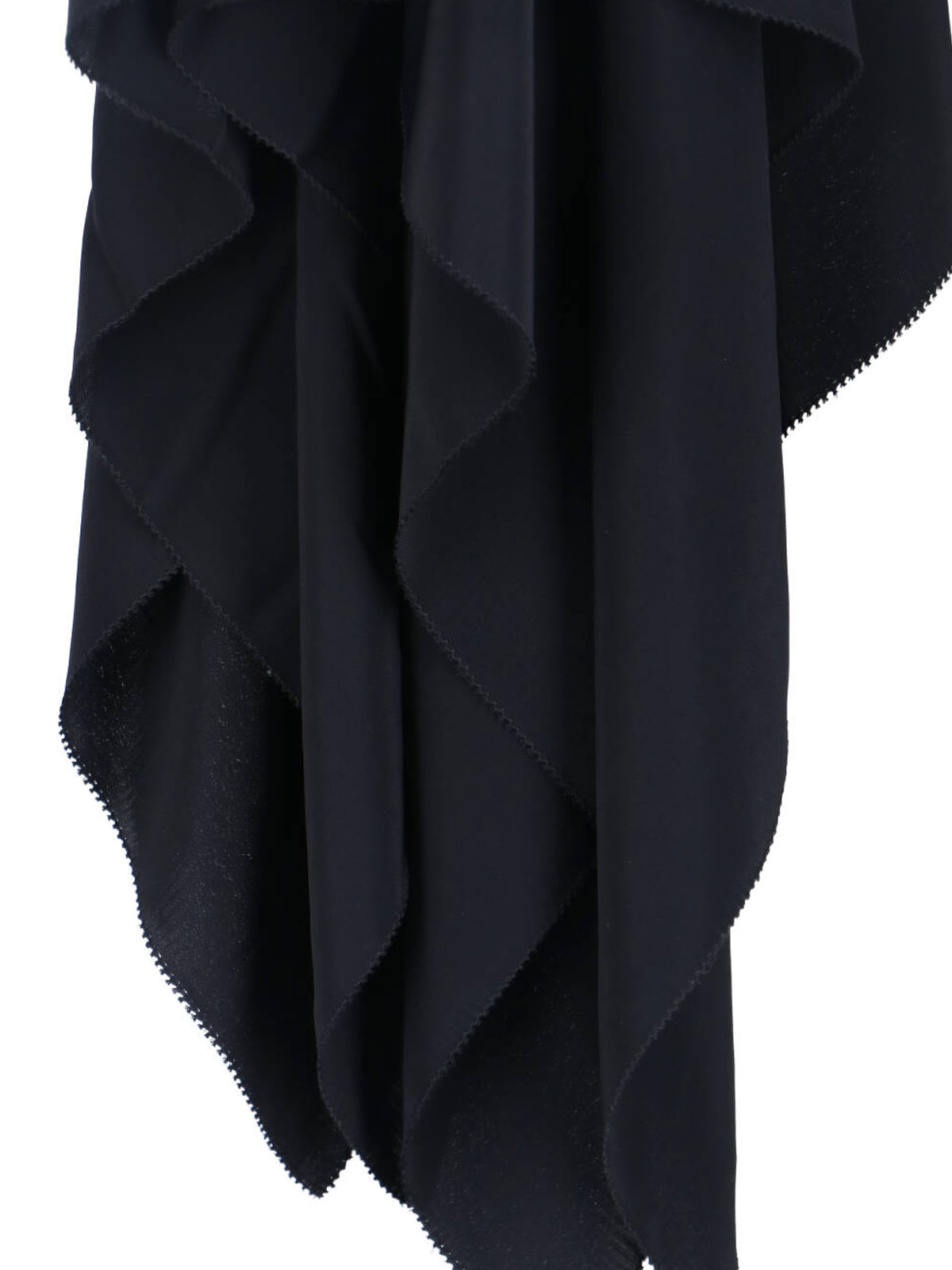 Black Scarf Hem Asymmetrical Midi Dress
