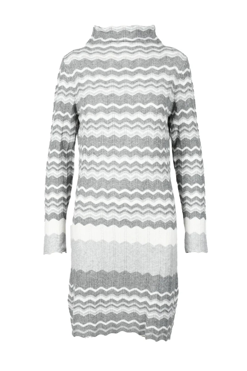 Merino Wool Dress White/Grey