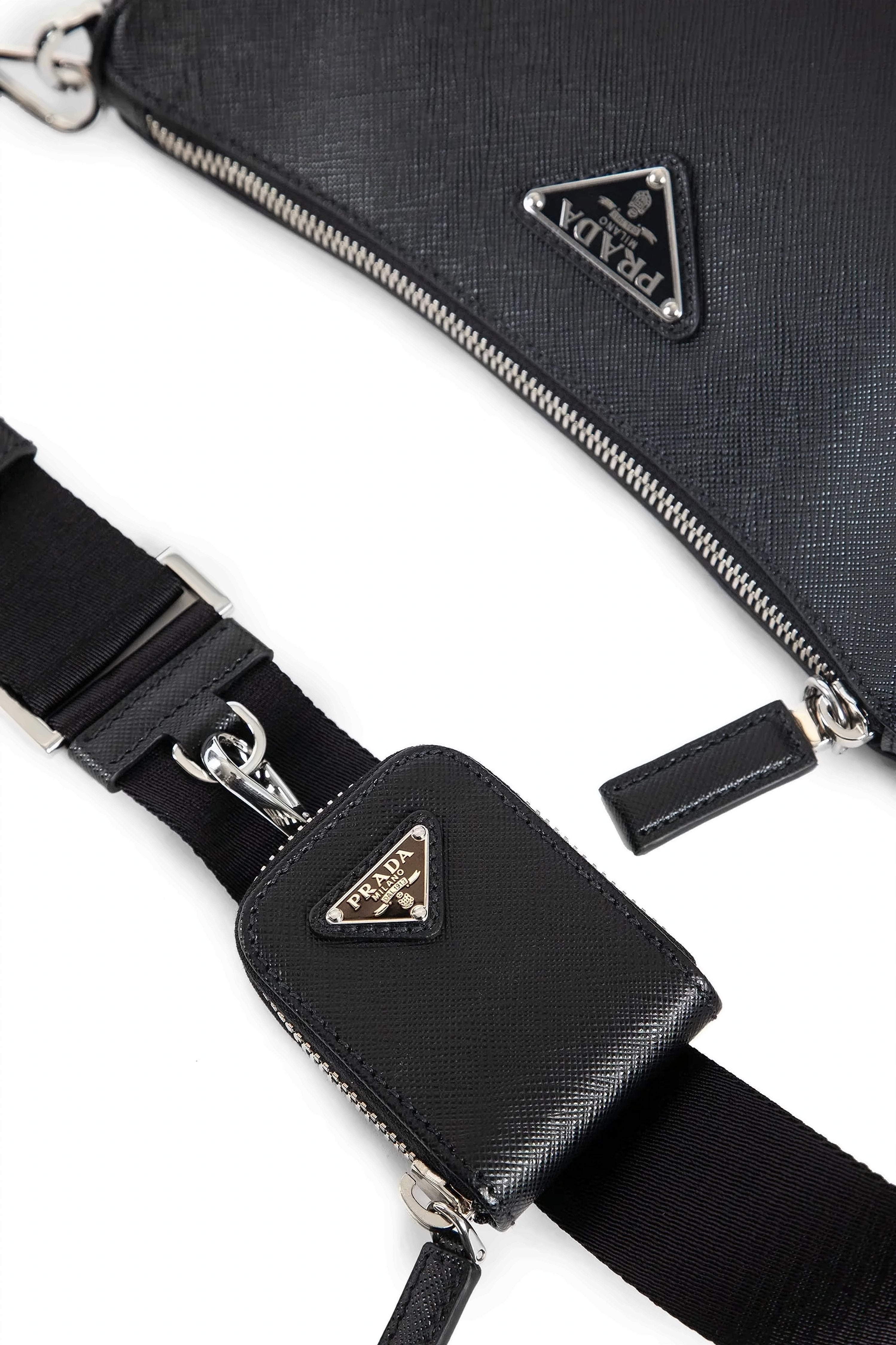 Textured Calf Leather Shoulder Bag with Detachable Strap