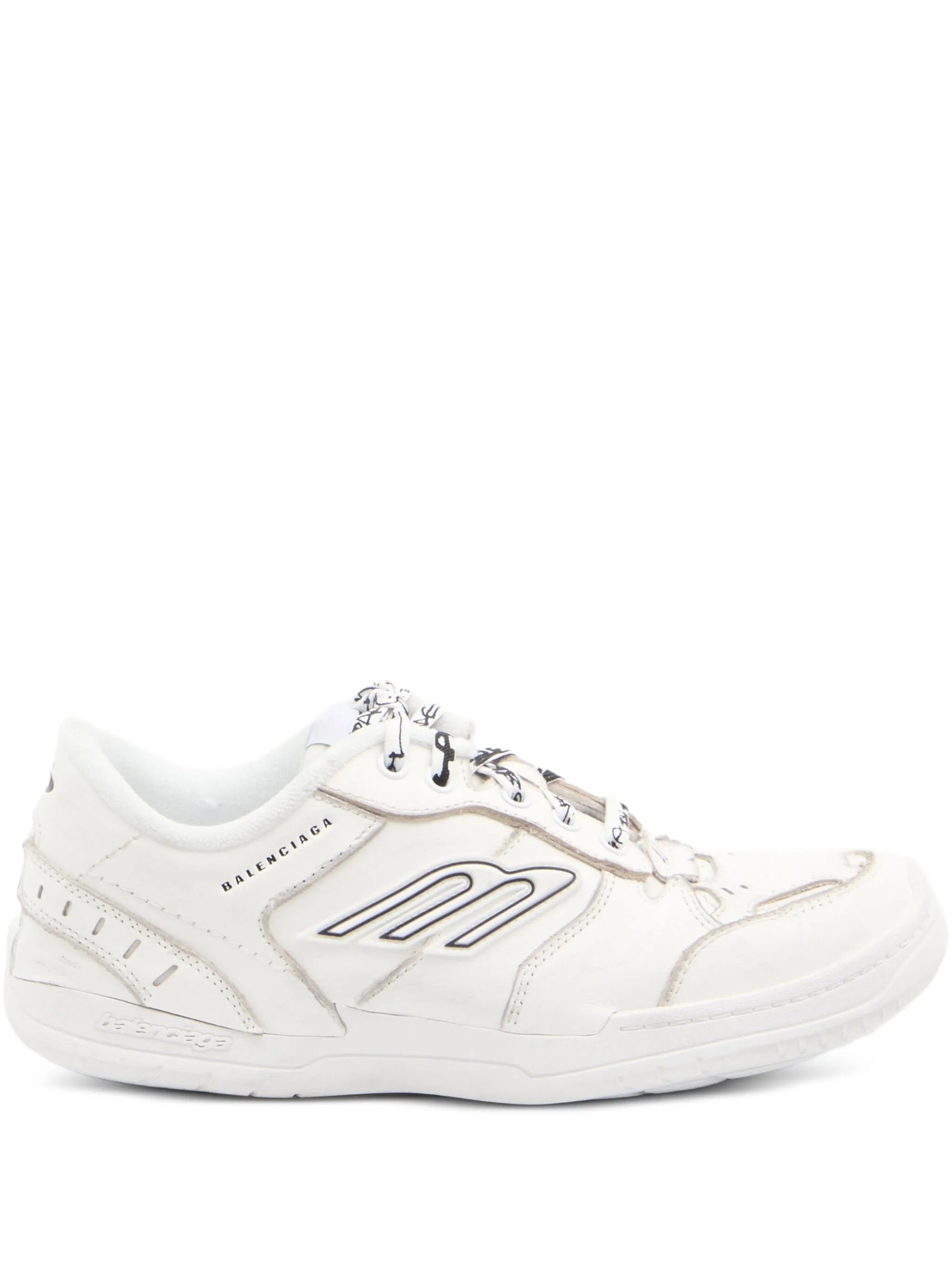 White Hamptons Wornout Distressed Leather Sneakers
