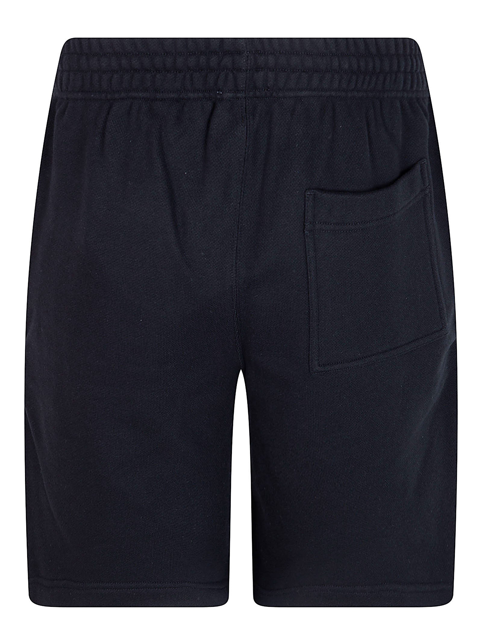 Black Elasticized Shorts with Pleated Pockets and Drawstring