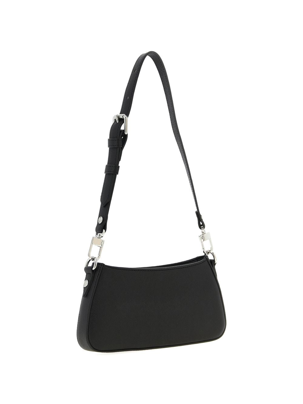 Black Top Zip Adjustable Leather Bag