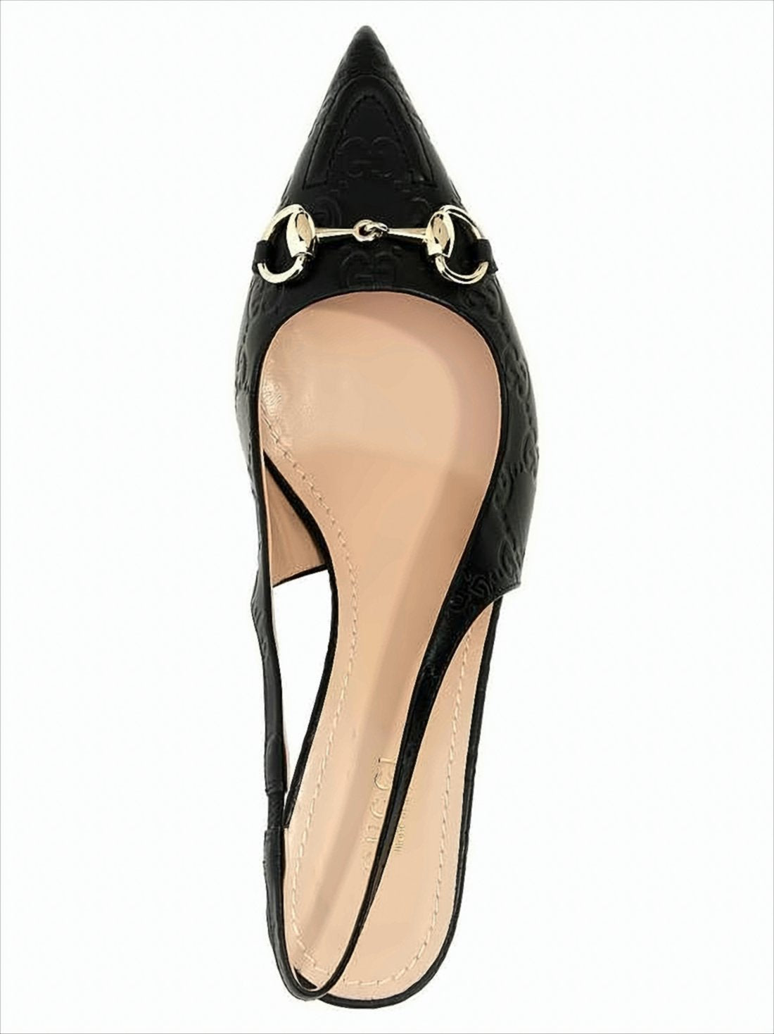 Pointed-Toe Slingback Pumps with Monogram Pattern