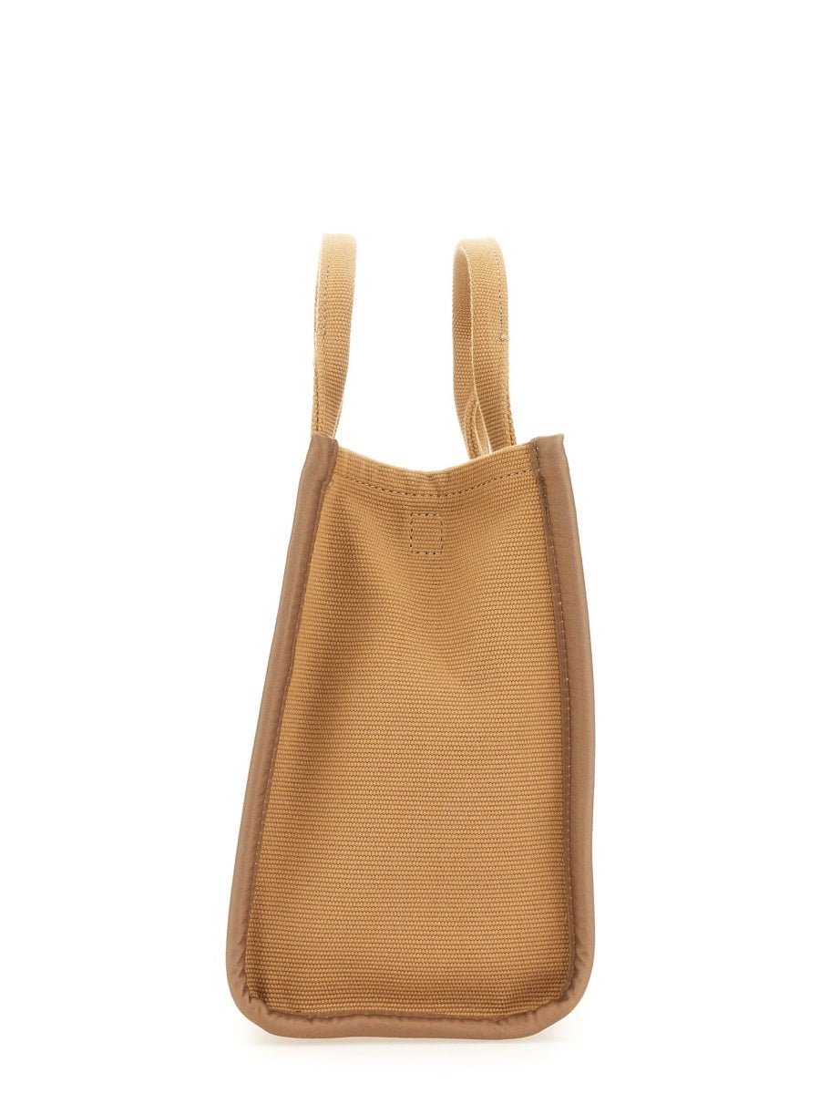 Brown Cotton Blend Medium Structured Tote Bag