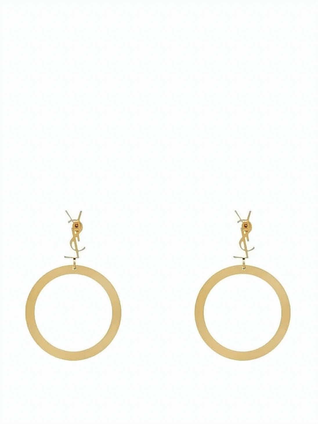 Polished Brass Hoop Earrings with Logo Emblem