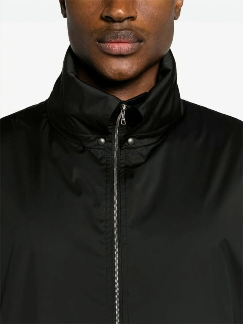 Minimalist Zip-Up Jacket With High Collar And Elastic Cuffs