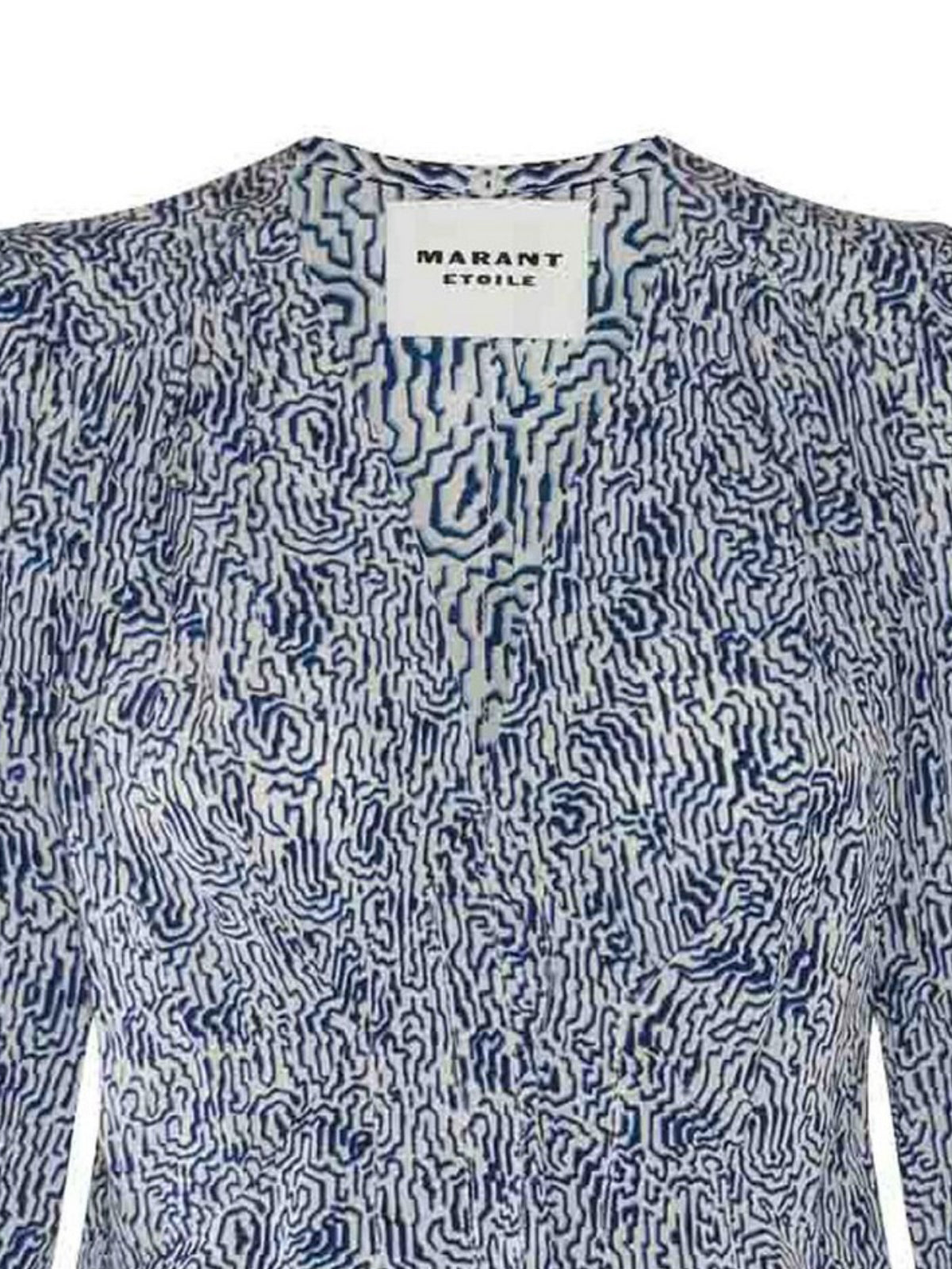 Long-Sleeved Fitted Blouse with Abstract Pattern