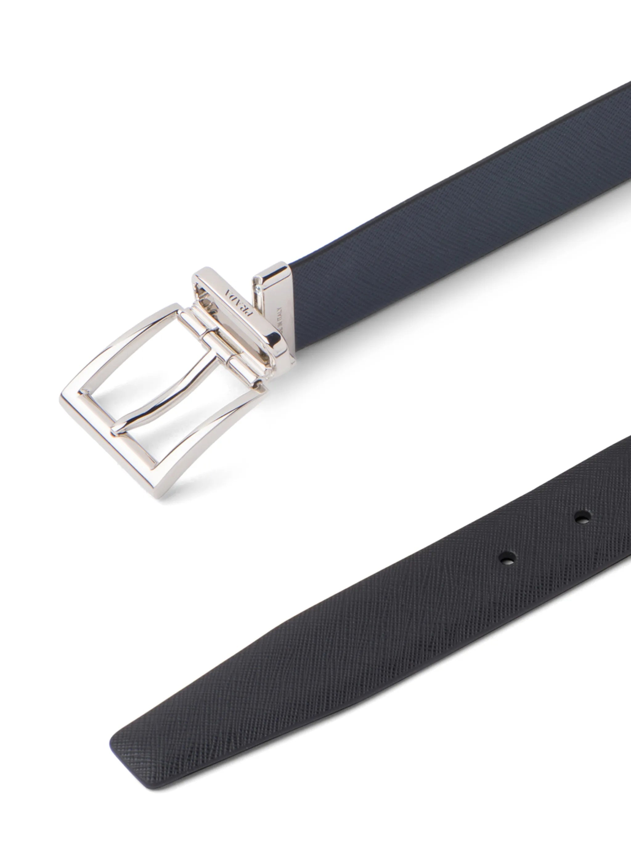 Black/Dark Blue Cintura Textured Leather Belts