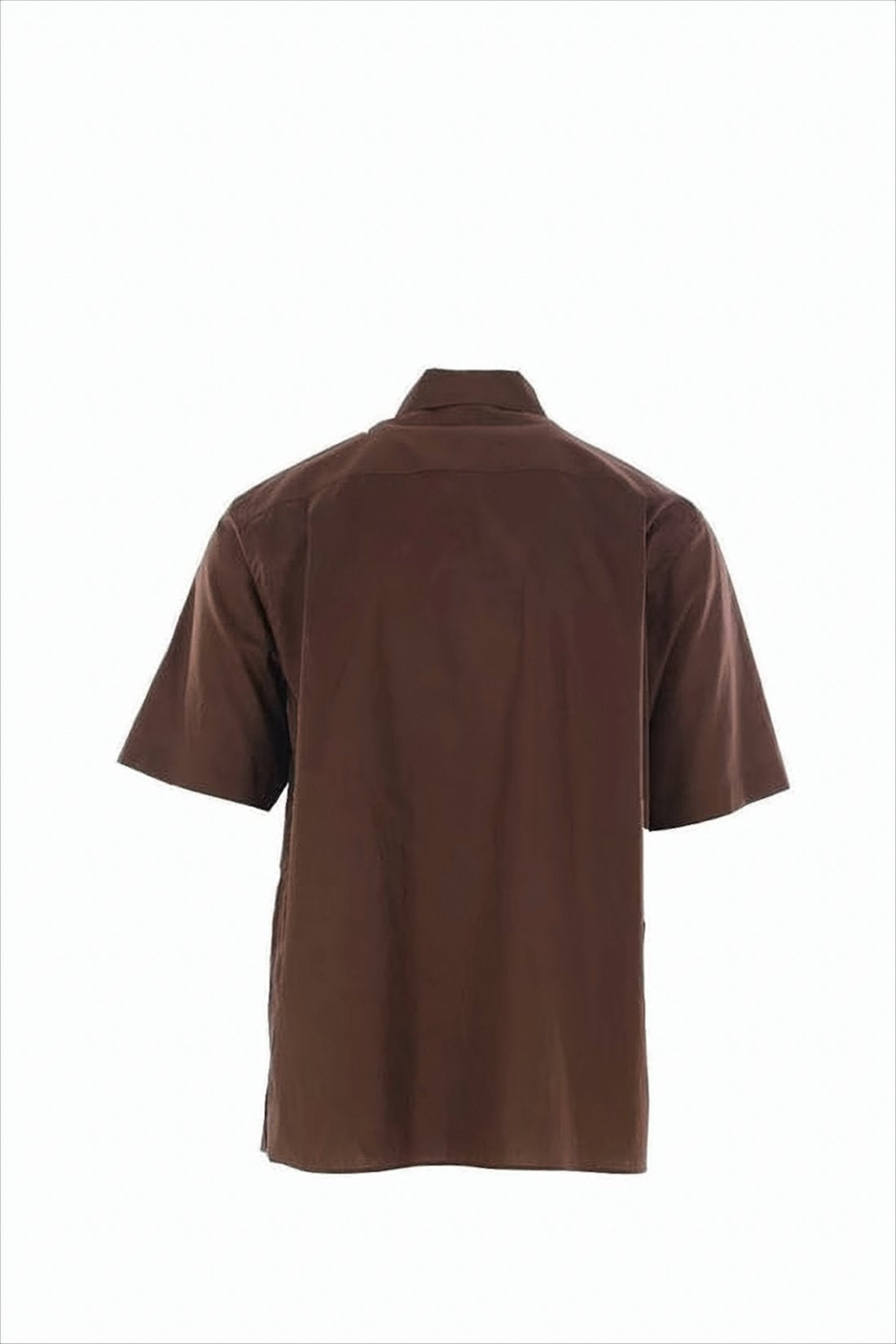 Boxy Cropped Short-Sleeve Shirt with Classic Collar