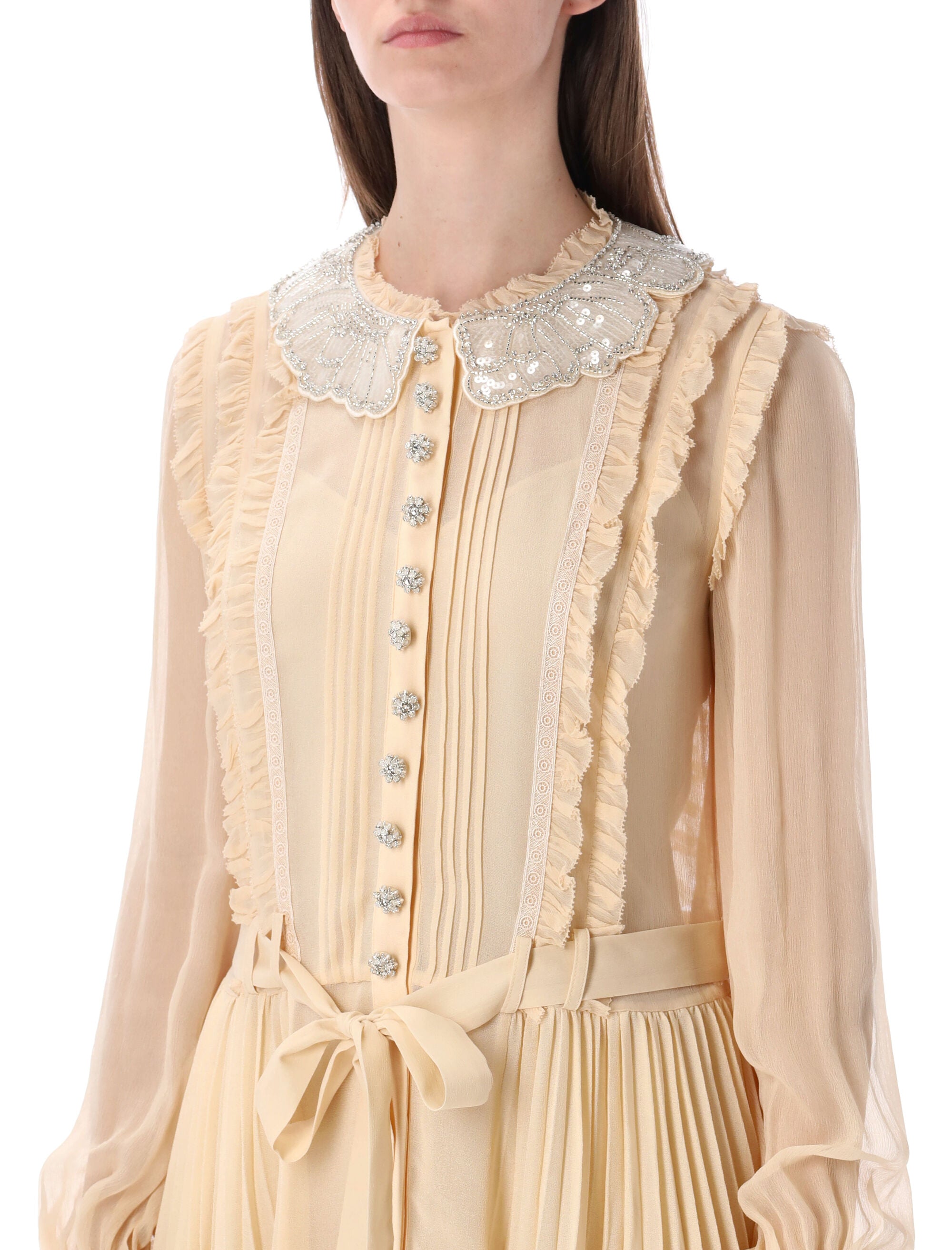 Pleated Georgette Mini Dress
