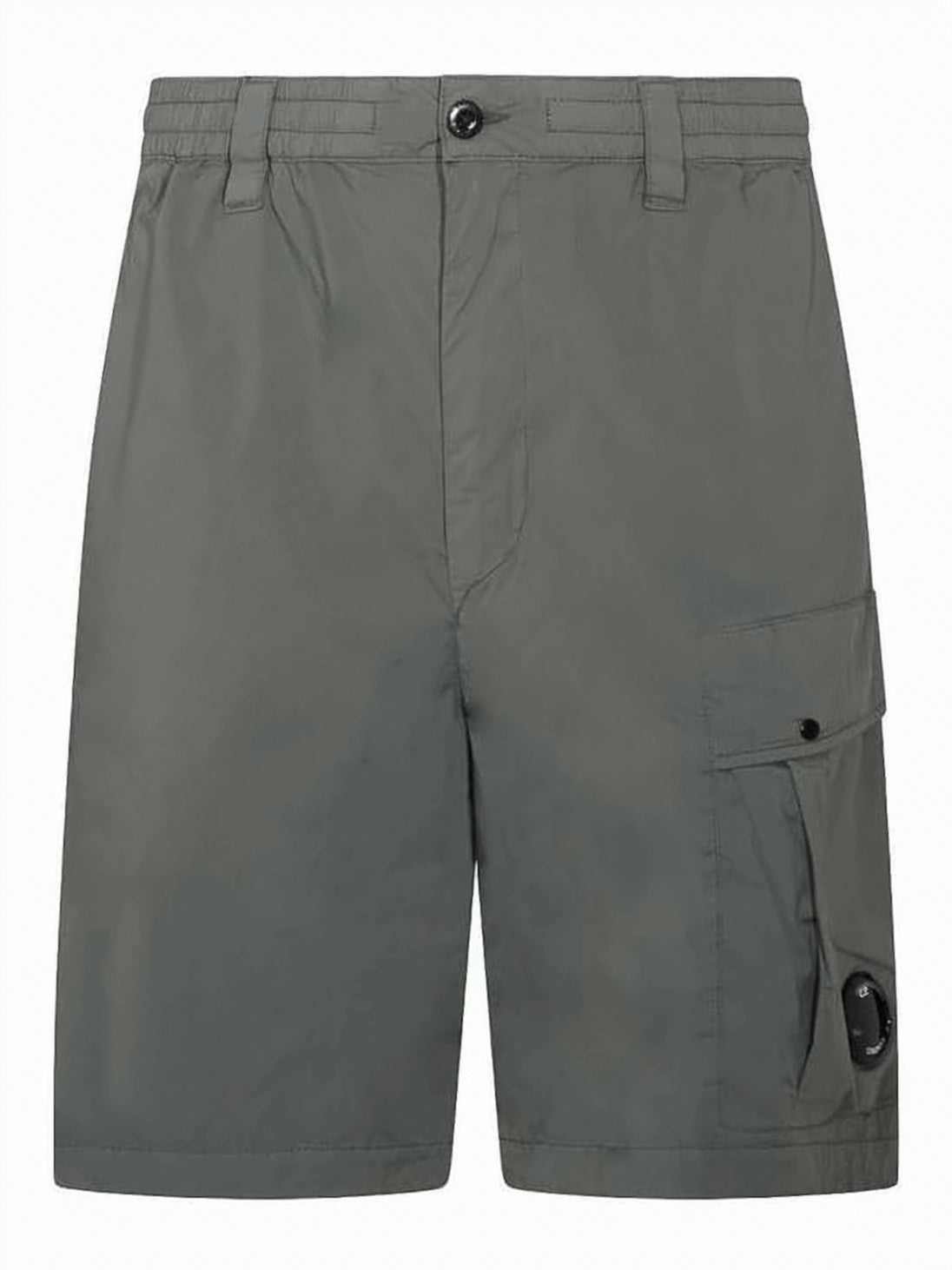 Grey Mid-Thigh Shorts With Distinctive Lens Detail