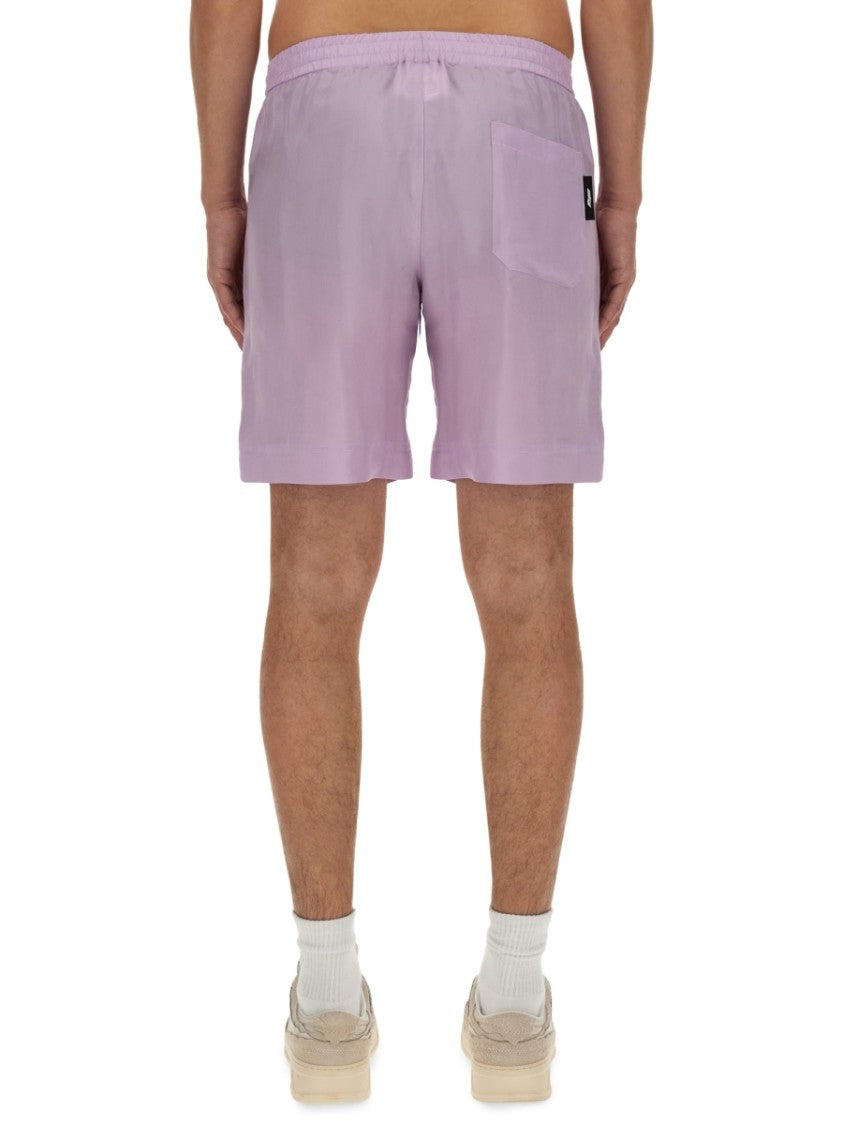 Regular Fit Cupro Shorts With Logo Detail