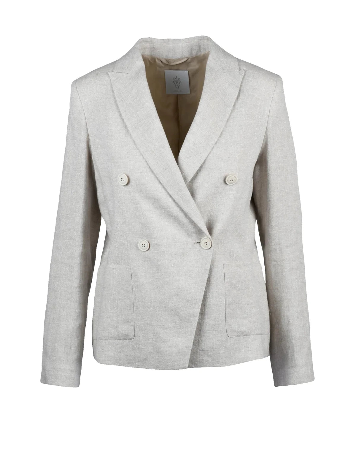 White Double-Breasted Linen Viscose Jacket