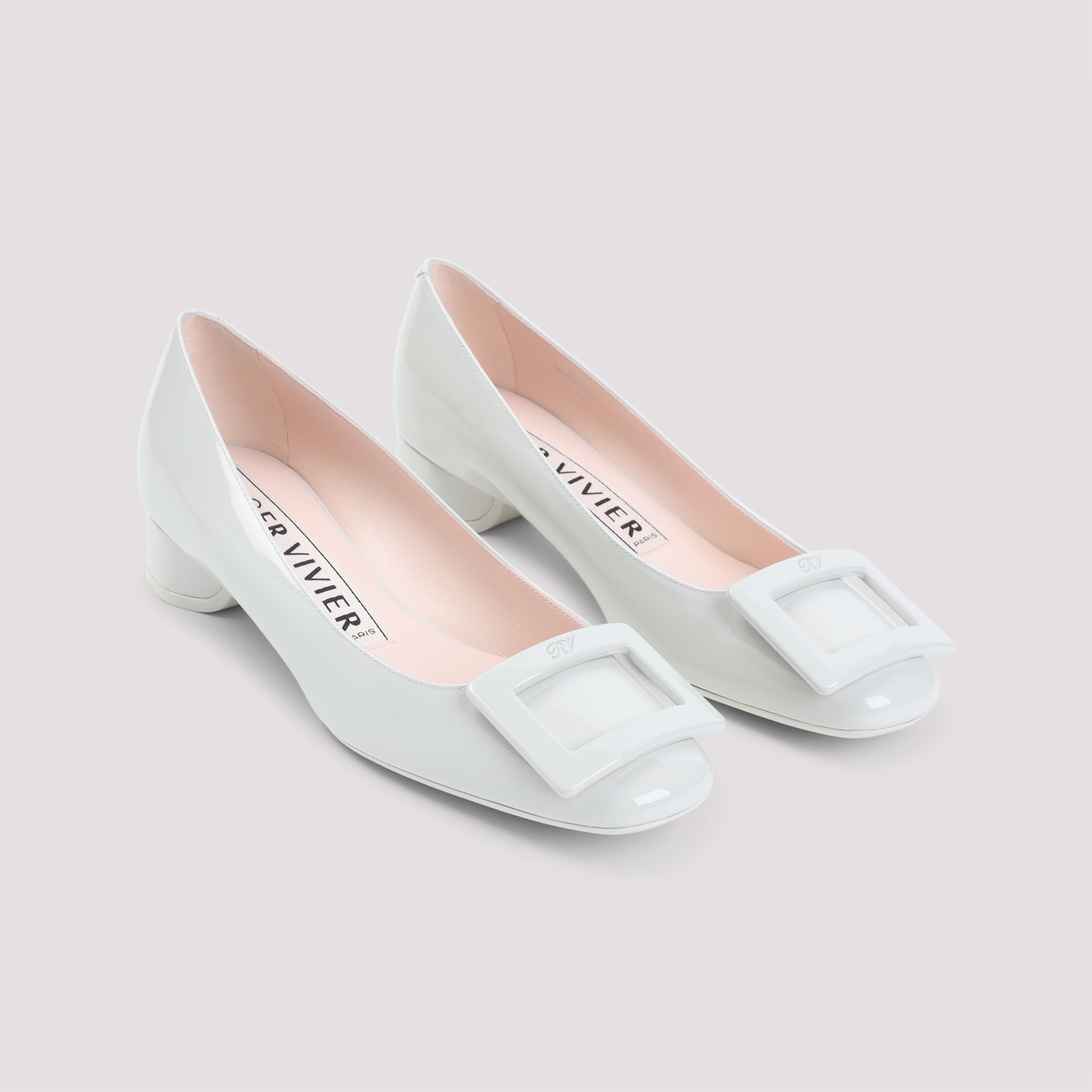 Glossy White Leather Pumps