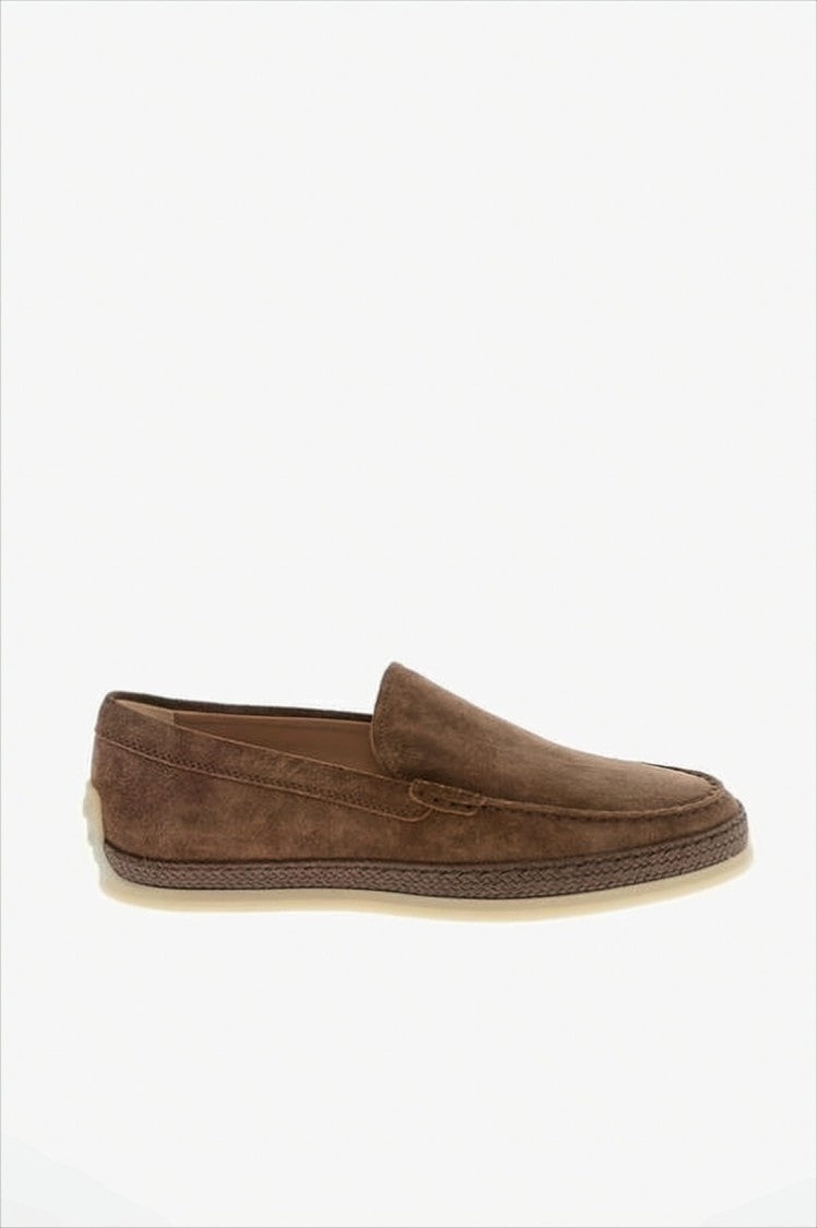 Suede Loafers with Braided Detail and Rubber Outsole