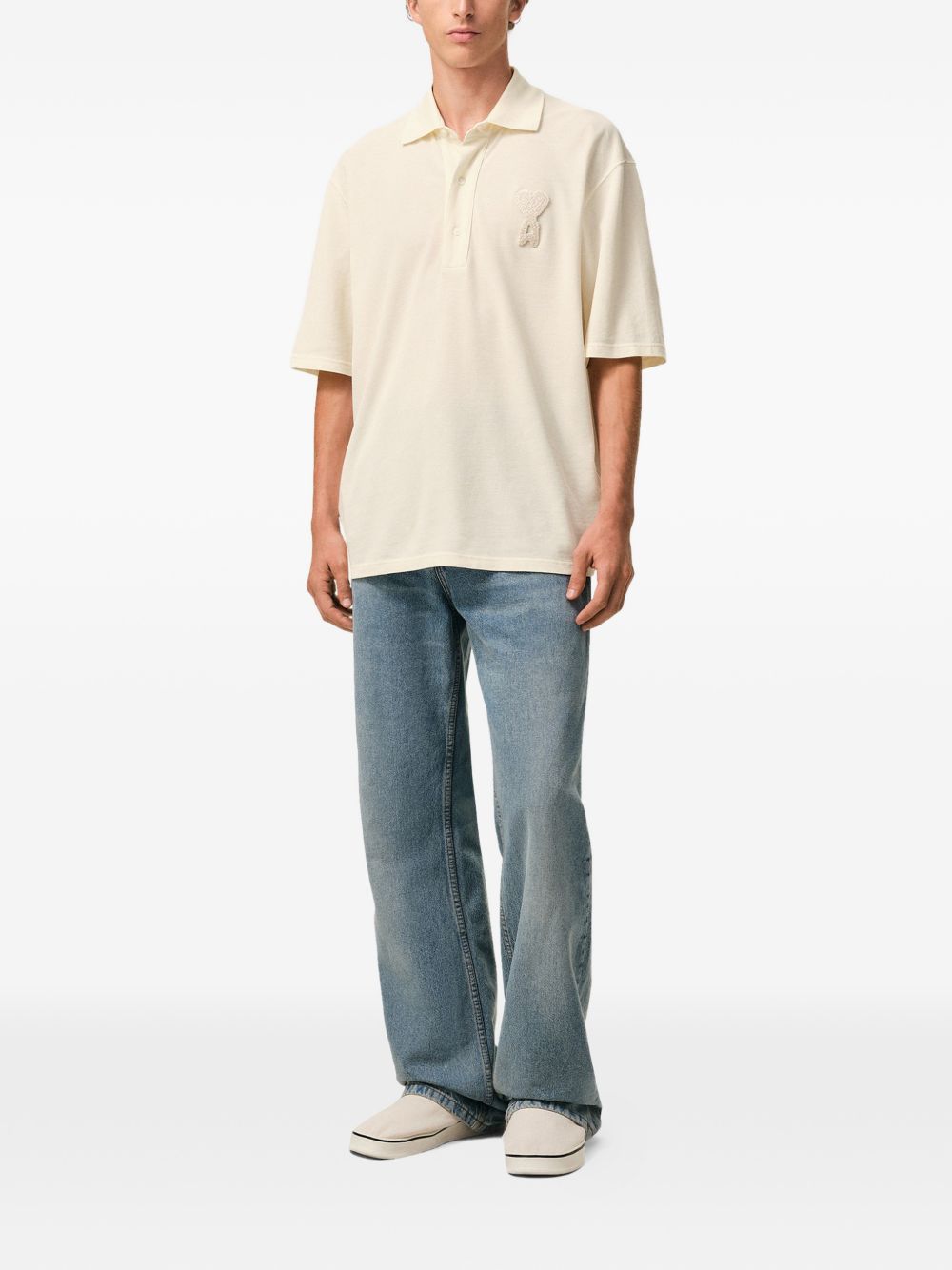 Boxy-Fit Piqué Knit Polo Shirt