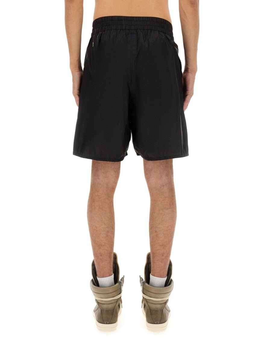 Black Nylon Shorts With Elastic Waistband