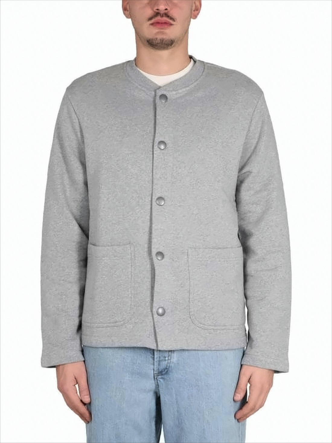 Collarless Button-Up Jacket