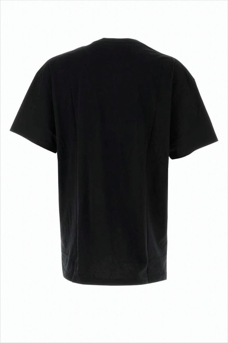 Relaxed Black Short-Sleeve T-Shirt with Embroidered Emblem